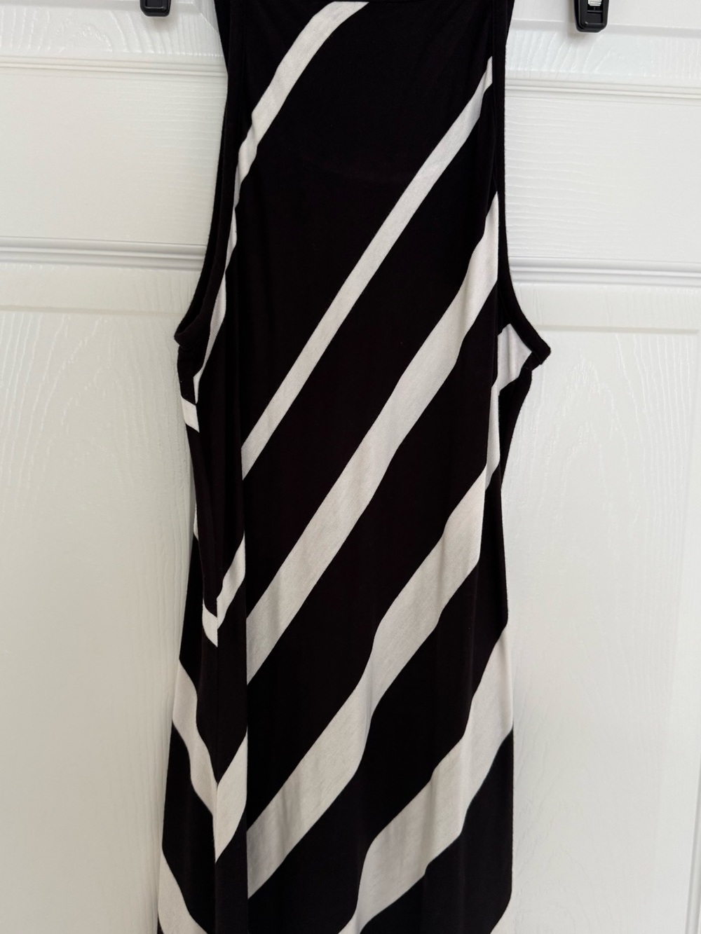 Black and White Diagonal Stripe Sleeveless Top